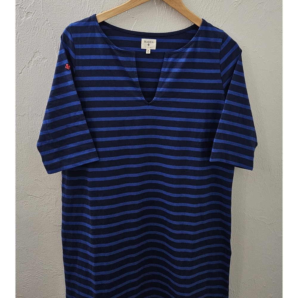 MAREA Women's Mariner Tunic Dress Tidal/Navy Size Medium 100% Cotton By Liz Joy